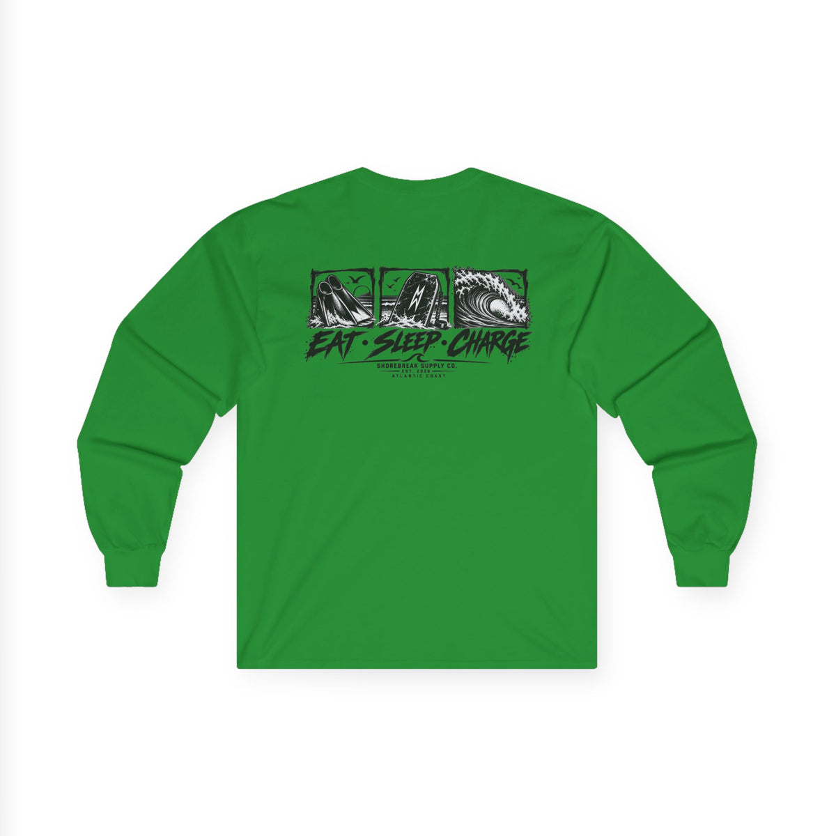 Long Sleeve Tee — 'Eat. Sleep. Charge.'