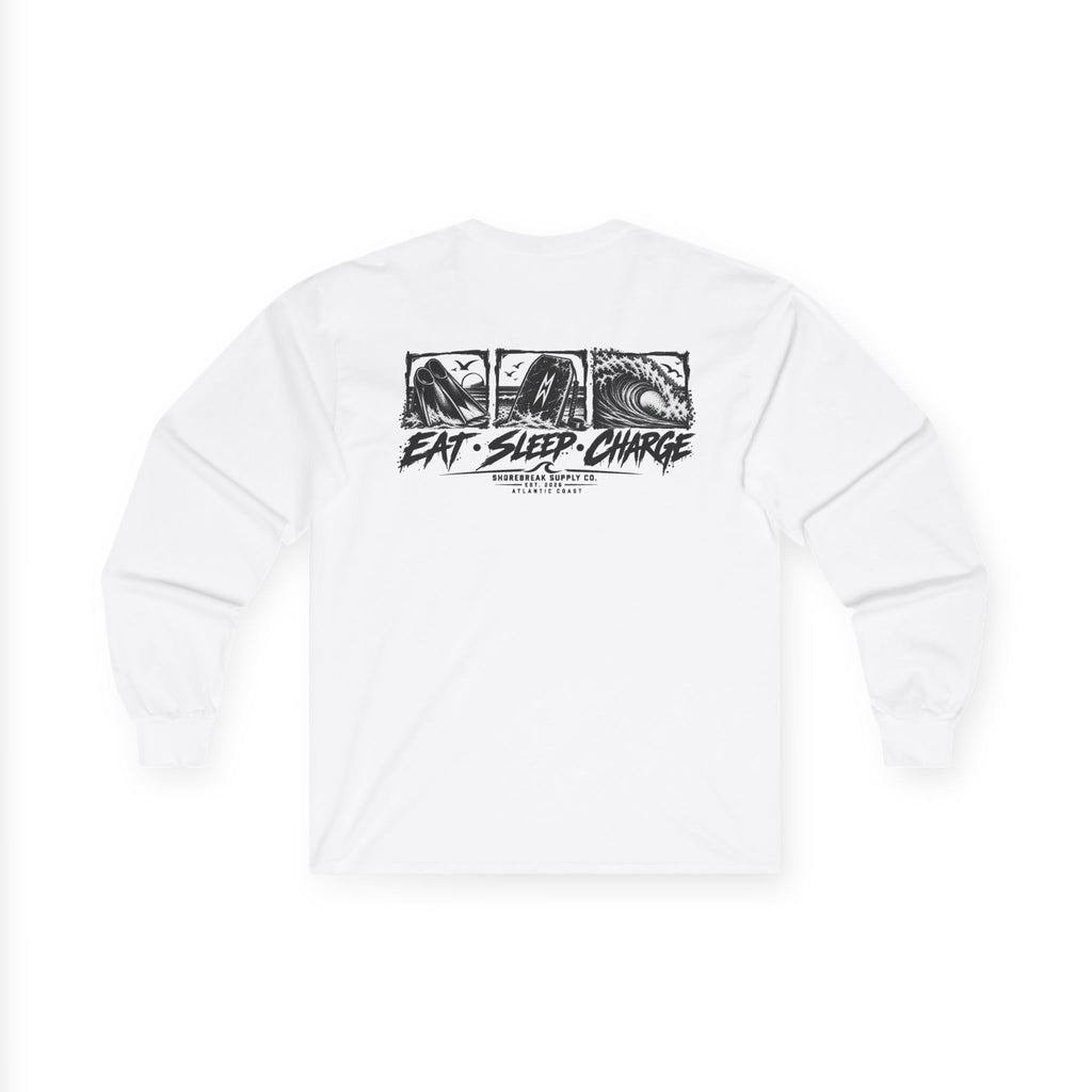 Long Sleeve Tee — 'Eat. Sleep. Charge.'