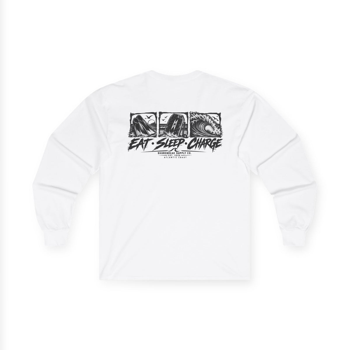 Long Sleeve Tee — 'Eat. Sleep. Charge.'