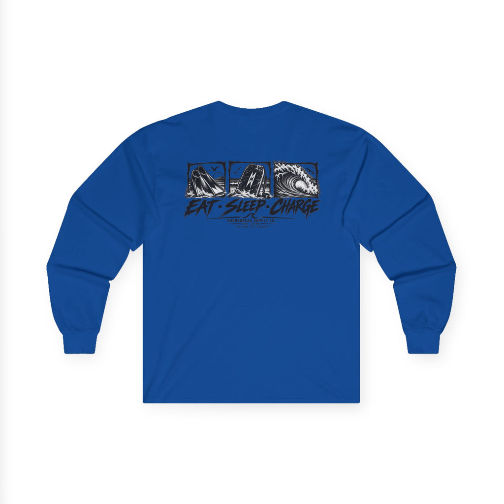 Long Sleeve Tee — 'Eat. Sleep. Charge.'