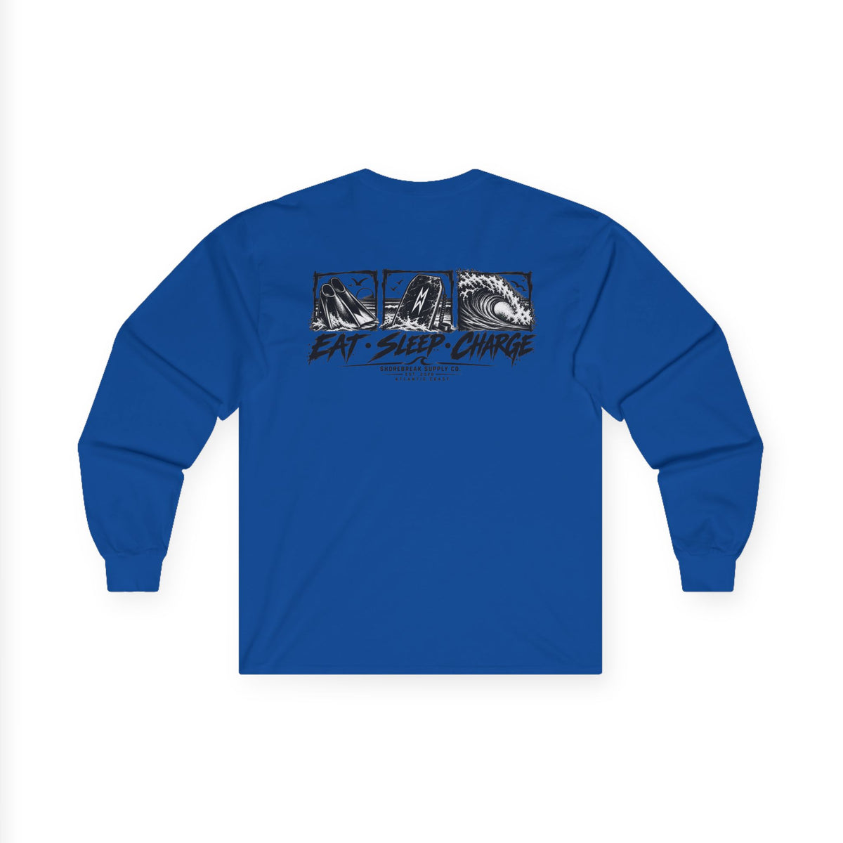 Long Sleeve Tee — 'Eat. Sleep. Charge.'