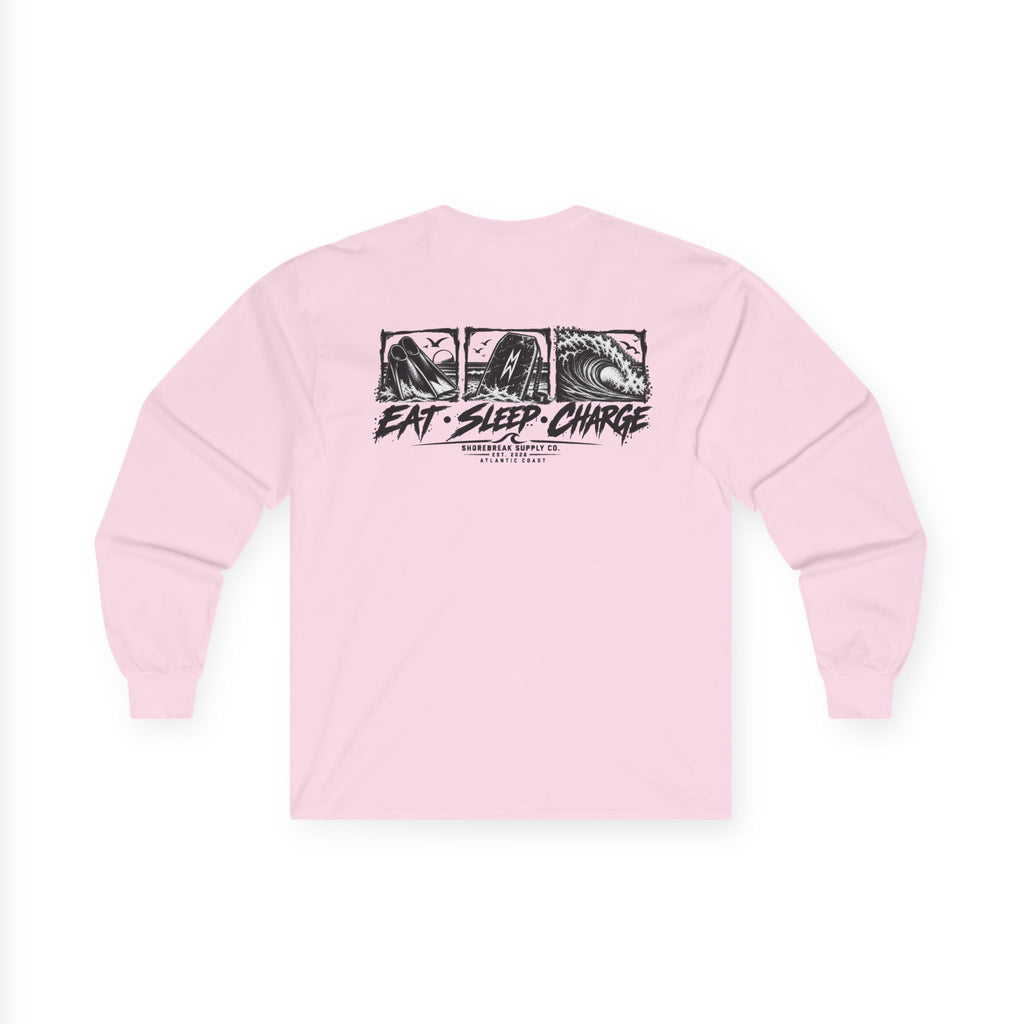 Long Sleeve Tee — 'Eat. Sleep. Charge.'