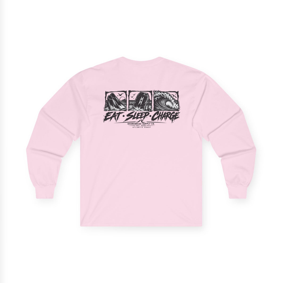 Long Sleeve Tee — 'Eat. Sleep. Charge.'