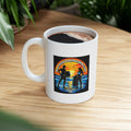Vintage Sunset Surf Ceramic Mug — Retro Beach Vibes Coffee Cup (11oz, 15oz)