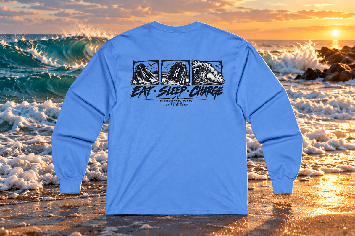 Long Sleeve Tee — 'Eat. Sleep. Charge.'