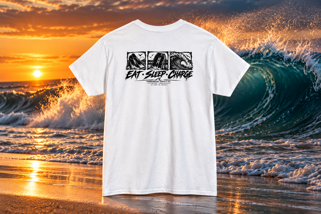 Eat, Sleep, Charge'  Surf Tee