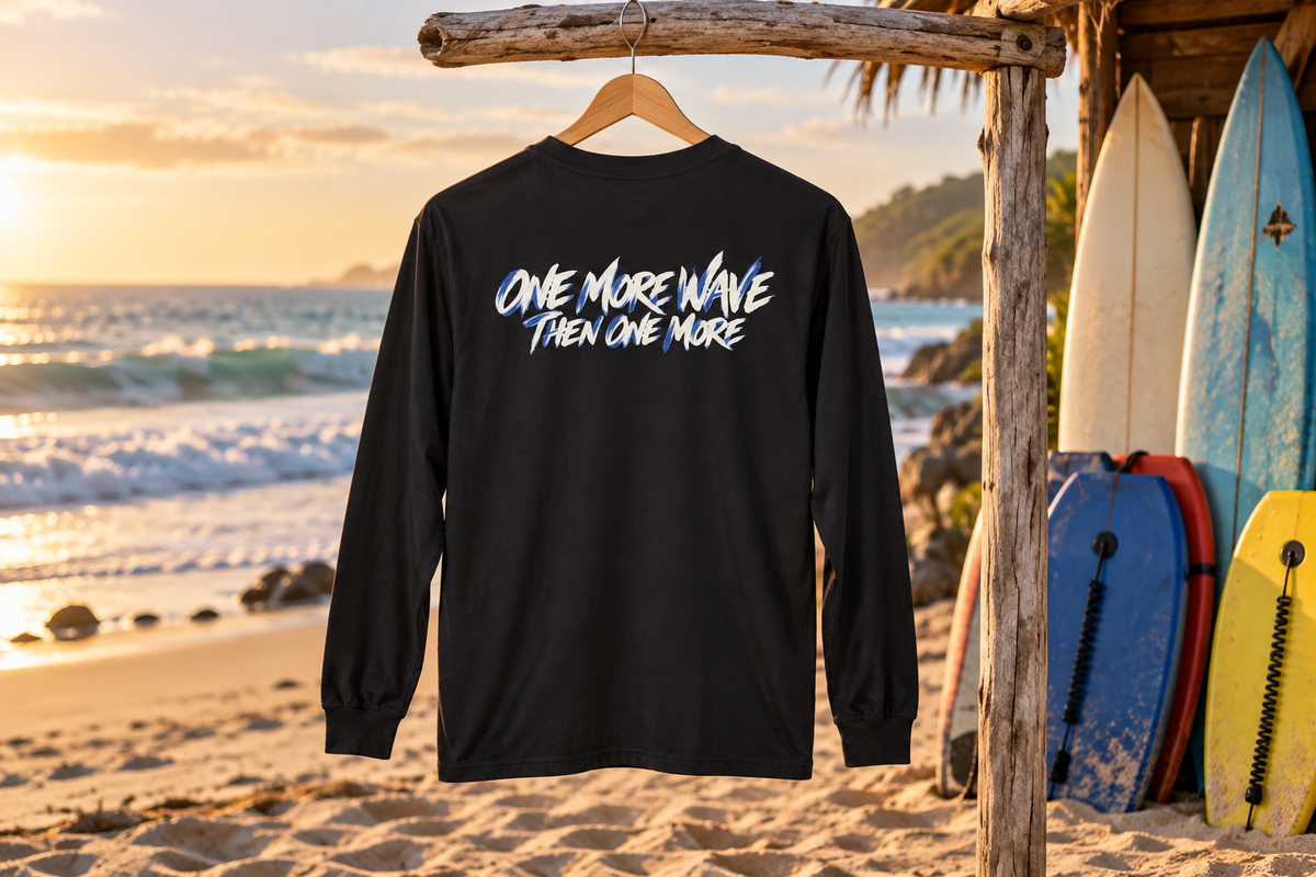 One More Wave Long Sleeve Tee – Retro Surf Graphic