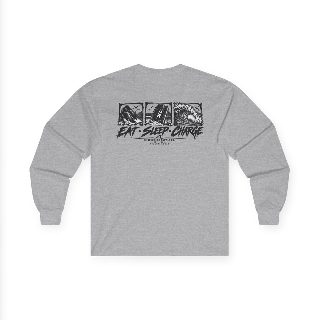 Long Sleeve Tee — 'Eat. Sleep. Charge.'