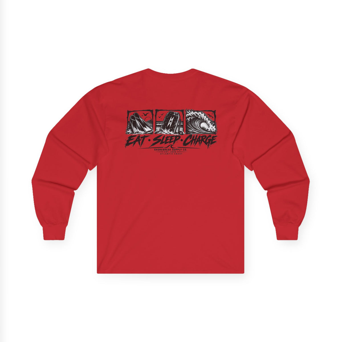Long Sleeve Tee — 'Eat. Sleep. Charge.'