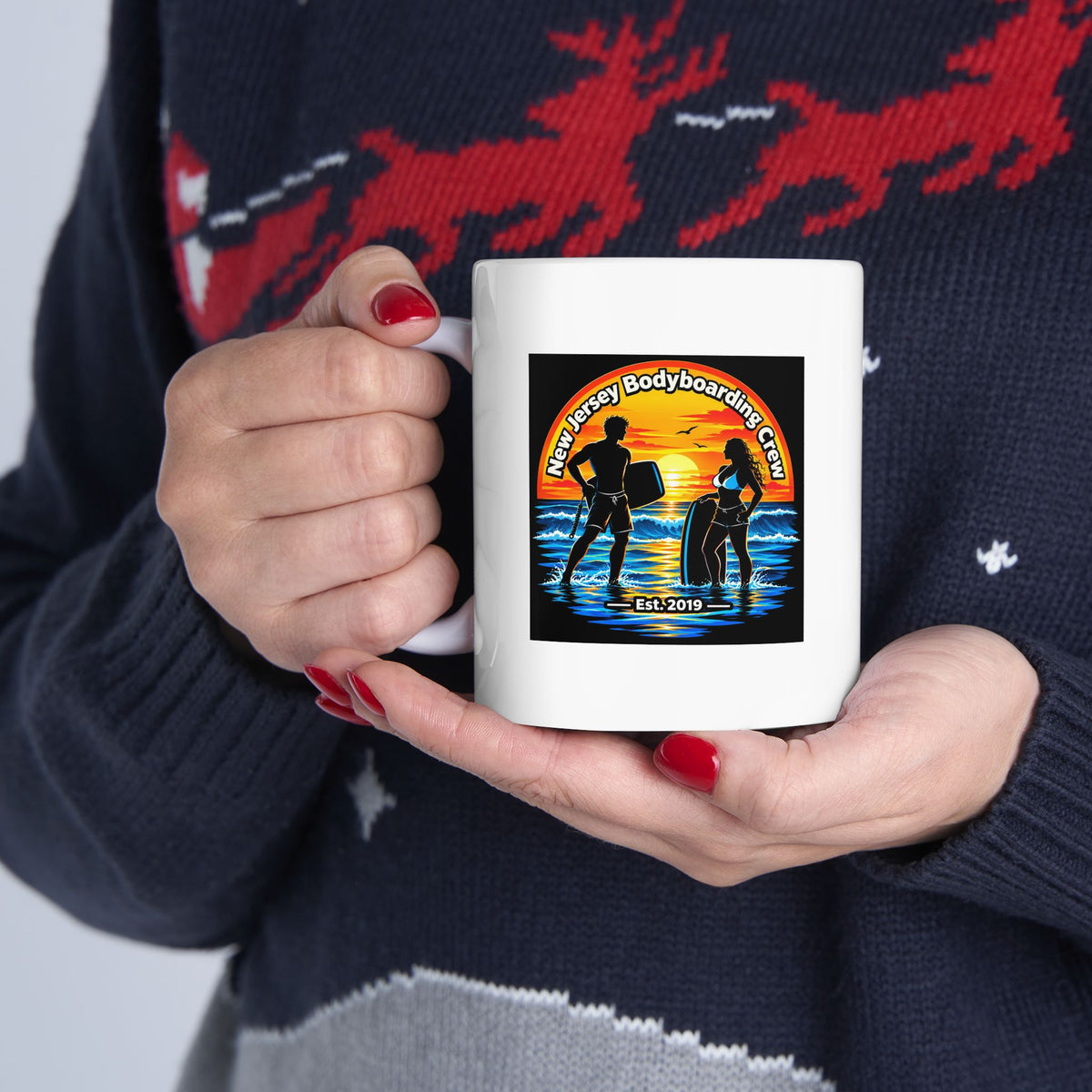 Vintage Sunset Surf Ceramic Mug — Retro Beach Vibes Coffee Cup (11oz, 15oz)