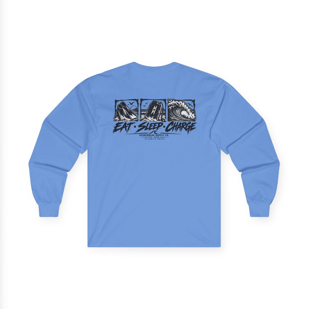 Long Sleeve Tee — 'Eat. Sleep. Charge.'