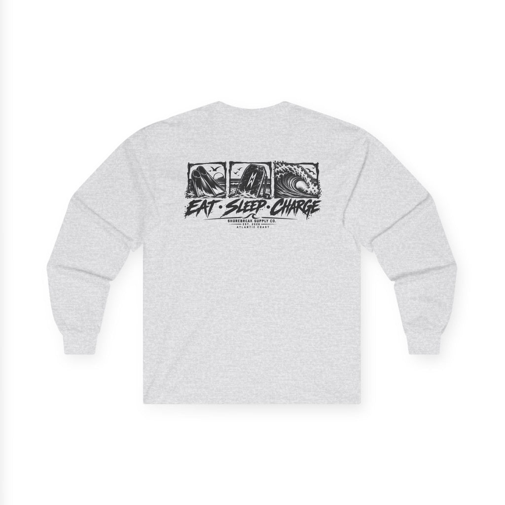 Long Sleeve Tee — 'Eat. Sleep. Charge.'