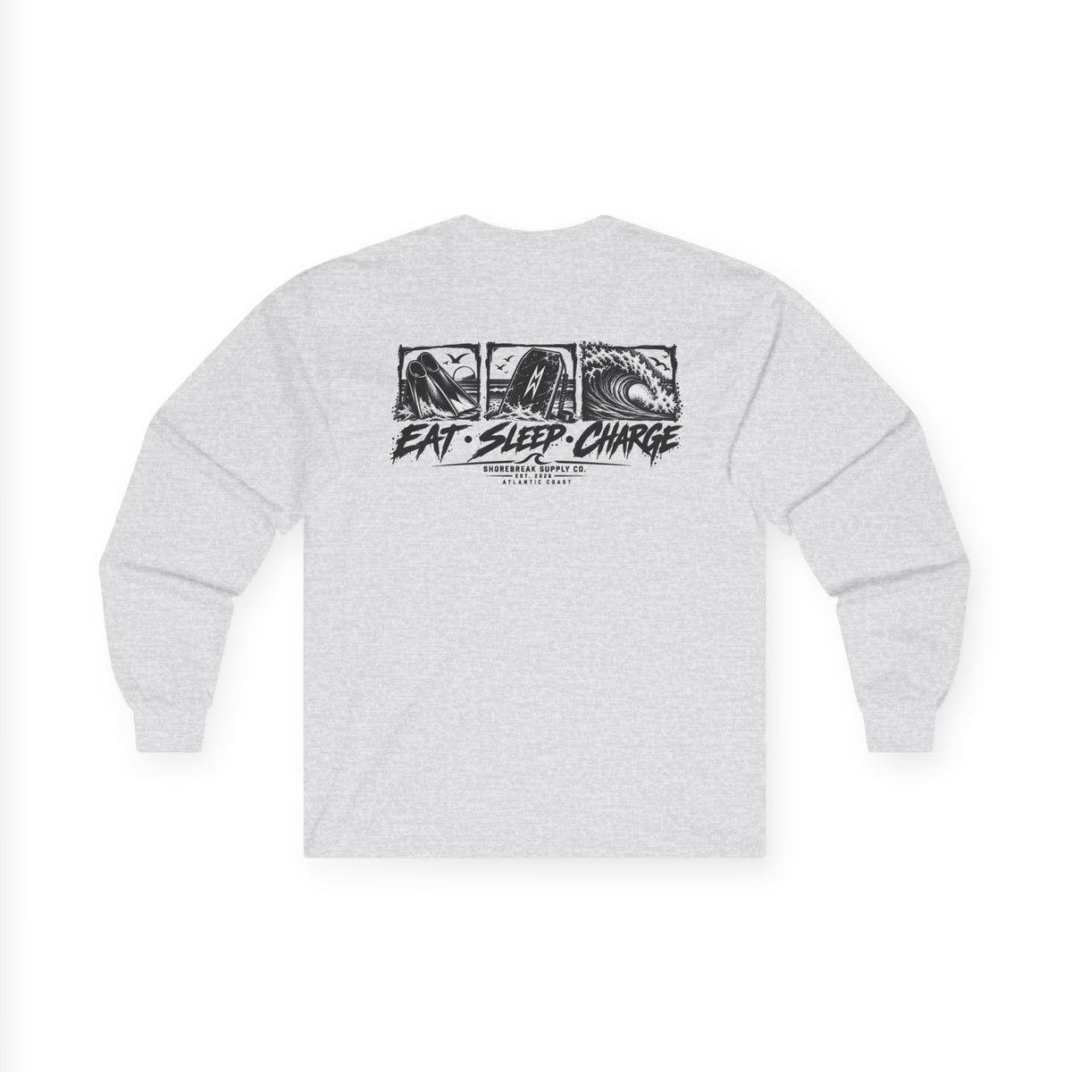 Long Sleeve Tee — 'Eat. Sleep. Charge.'